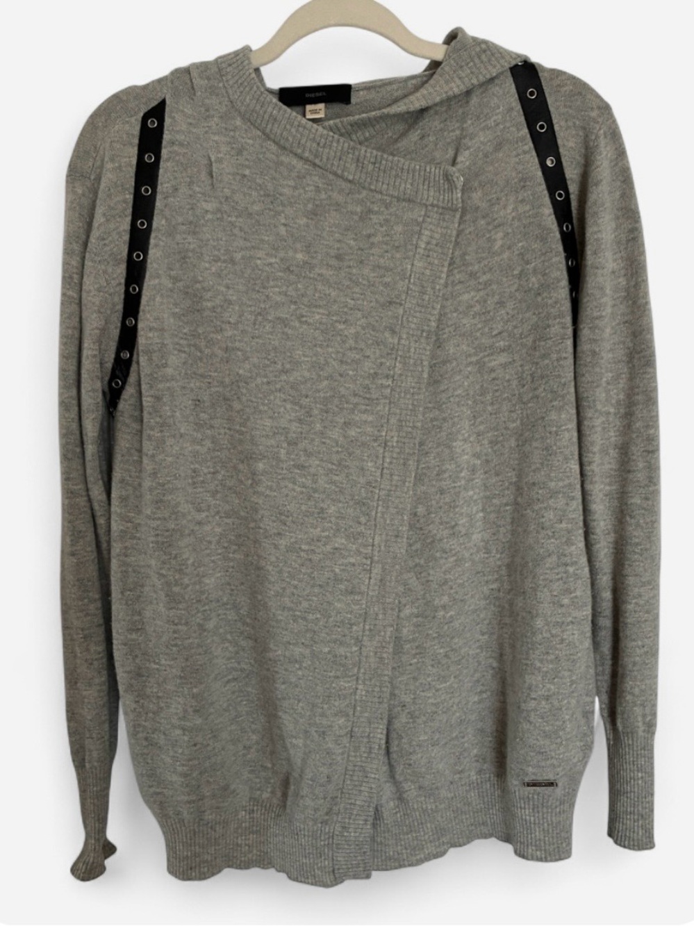 Diesel Gray Hooded Asymmetrical Wool Cashmere Blend Hoodie Cardigan